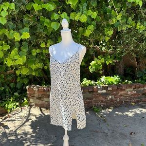 Reformation Marlow mini dress M, blue leaves pattern.